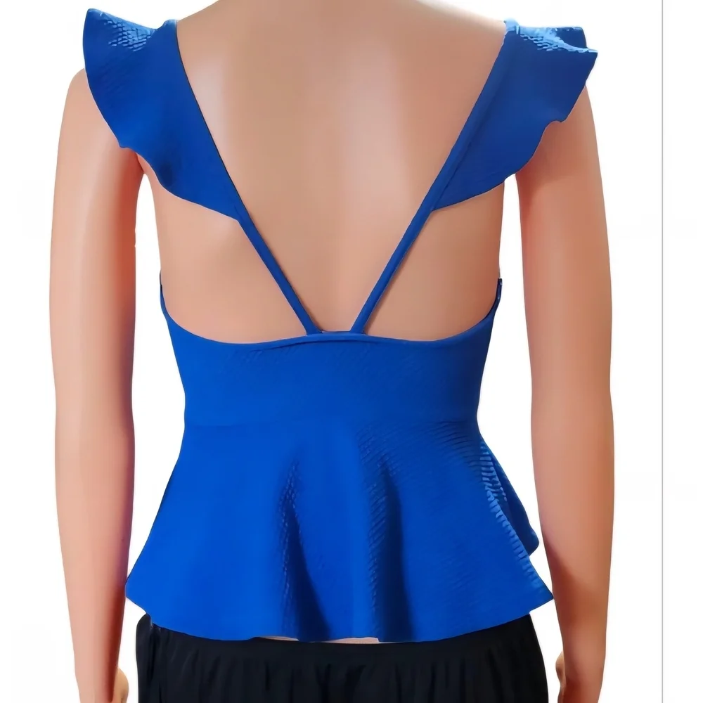 Love Culture Royal Blue Peplum Blouse - Picture 4 of 6